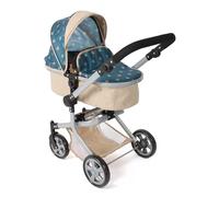Bayer Chic 2000® Poussette de poupée 2 en 1 Mika - Étoiles Beige-Turquoise - Pliable - Poignée réglable en Hauteur 47-80 cm - Armature Moderne - Poupées jusqu'à 52 cm - 4-8 J, Flowers