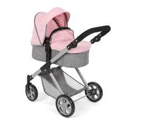 Bayer Chic 2000 Poussette de poupée 2 en 1 Mila - Mélange Gris-Rose - Poignée réglable en Hauteur 39-72 cm - Armature Moderne - Poupées jusqu'à 50 cm - 3-7 Ans