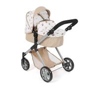 Bayer Chic 2000 Poussette de poupée 2 en 1 Mila - Ourson Beige - Poignée réglable en Hauteur 39-72 cm - Armature Moderne - Poupées jusqu'à 50 cm - 3-7 Ans