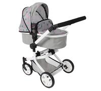 Bayer Chic 2000® Poussette de poupée 2en1 Mika - étoiles Grises - Pliable - poignée réglable en Hauteur 47-80 cm - Armature Moderne - poupées jusqu'à 52 cm - 4-8 Ans