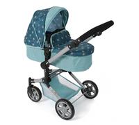 Bayer Chic 2000® Poussette de poupée combinée Linus - Étoiles turquoises - Pliable, poignée réglable en Hauteur 47-78 cm - Poupées jusqu'à 52 cm, 4-8 Ans