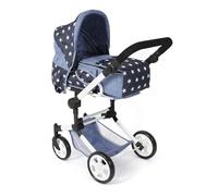 Bayer Chic 2000 Poussette de poupée Jara, Poussette combinée 2 en 1 avec Sac de Transport Amovible, Poussette pour Enfants de 4 à 8 Ans, Petites étoiles Bleu Marine