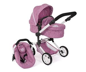 Bayer Chic 2000 Poussette de poupée Linus, Poussette combinée 3 en 1 pour Enfants de 4 à 8 Ans, Ensemble de Landau de poupée, Rose Jean