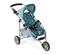 Bayer Chic 2000 Poussette de poupée Lola, Poussette pour poupées jusqu'à env. 50 cm, Poussette de Jogging, Jogger de poupée, Landau de poupée, étoiles turquoises