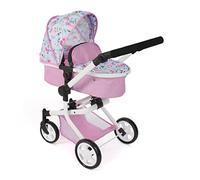 Bayer Chic 2000 - Poussette de poupée Mika, Poussette combinée 2 en 1 pour Enfants de 4 à 8 Ans, Fleurs, Fleurs Roses, 595-53