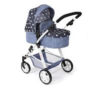 Bayer Chic 2000 - Poussette de poupée Nele, Poussette combinée 2 en 1 pour Enfants de 3 à 8 Ans, Poussette avec nacelle Convertible, Poussette pour poupées jusqu'à 50 cm, étoiles Bleu Marine