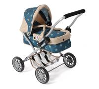 Bayer Chic 2000® Poussette de poupée Smarty - Étoiles Turquoise Beige - Pliable - avec Capote, Sac, Coussin et Couverture - Hauteur de la poignée 56 cm - pour Enfants à partir de 2 Ans