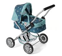 Bayer Chic 2000® Poussette de poupée Smarty - Étoiles Turquoise - Pliable - avec Capote, Sac, Coussin et Couverture - Hauteur de la poignée 56 cm - pour Enfants à partir de 2 Ans