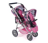 Bayer Chic 2000 Poussette de poupée Vario, Poussette jumelle pour Deux poupées, Poussette Tandem pour Enfants de 4 à 8 Ans, Licorne, Bleu Marine/Rose, 689-43