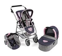 Bayer Chic 2000 Poussette poupée 3 en 1 Emotion All in | Set poussette poupée 3 en 1 avec nacelle, siège sport et siège auto amovible pour varier les promenades.