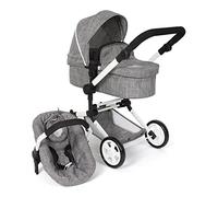 Bayer Chic 2000 Poussette poupée 3 en 1 Linus Pliable réglable | Set 3 en 1 avec nacelle transformable et siège auto, poignée réglable de 47 à 78 cm.
