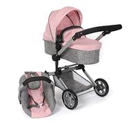 Bayer Chic 2000 Poussette poupée 3 en 1 Linus Pliable réglable | Set 3 en 1 avec nacelle transformable et siège auto, poignée réglable de 47 à 78 cm.