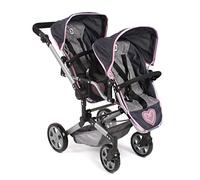 Bayer Chic 2000 Poussette poupée Double Linus Duo Pliable réglable | Poussette double pliable avec poignée réglable de 50 à 82 cm, conçue pour transporter 2 poupées.
