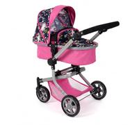 Bayer-Chic Poussette de poupée Mika 2 en 1 – Pliable, réglable 47–80cm – Rose-marine Licorne