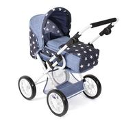 Bayer-Chic Poussette de poupée Leni – 2 en 1, sac de transport amovible, bleu marine, motif étoiles