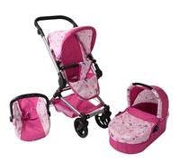 Bayer Chic 2000 Poussette pour poupée Fides, Ensemble 3 en 1 composé d'une nacelle, d'un siège Sport et d'un siège Auto, Licorne, Rose