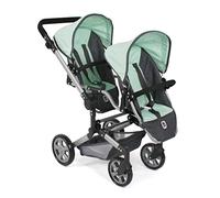 Bayer Chic 2000 - Poussette pour poupée Linus Duo, Poussette jumelle pour Enfants de 4 à 8 Ans, Gris foncé, Menthe, 690-67