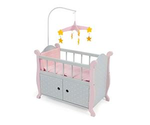 Bayer Chic Lit Armoire en Bois poupée - Gris et Rose - dim. 57x31x78 cm