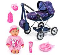 Bayer Design 12554AB Poussette de poupée Mega Set avec Poupon, tétine, Accessoires