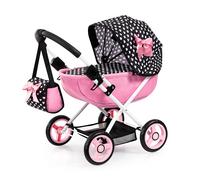 Bayer Design 12760AA Landau pour poupée et Poupon Cosy, Poussette de Poupées, Pliable, Sac à bandoulière, Panier de Rangement, avec la Couverture câline et l'oreiller, Noir, Blanc