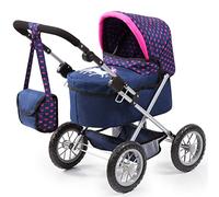 Bayer Design 13054AA Poussette Poupée, Landau Poupée Trendy Licorne avec un sac et panier, réglable, poignée ajustable 39-68cm, bleu rose