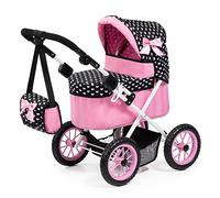 Bayer Design 13060AA Poussette Landau pour Poupée Trendy, réglable, Pliable avec Sac à bandoulière, Noir, Rose, Blanc