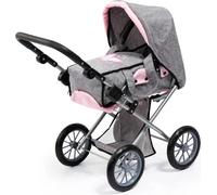 Bayer Design 13633AA Poussette de poupée de mode, pliable, poignée réglable, convertible en jogger, avec sac, gris, rose avec papillon, gris, rose, papillon