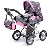 Bayer Design 13666AA Poussette de poupée City Star avec sac, poignée réglable, panier intégré, pliable, transformable en jogger, grise