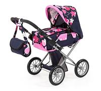 Bayer Design Poussette pour poupée City Star – étoiles, réglable, sac à bandoulière – bleu et rose