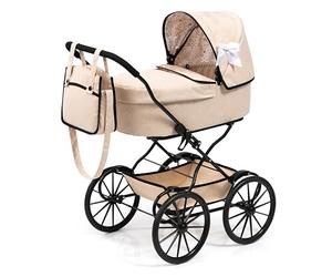 Bayer Design 14375AA Poussette de poupée nostalgique, Classique, avec Panier, Beige