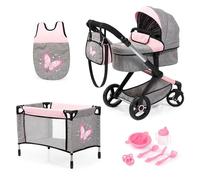 bayer Design Poussette de poupée combinée Xeo Mega Set, gris/rose