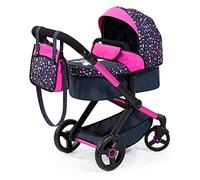 Bayer Design 17080AA Landau pour poupée Xeo, Poussette pour Poupon, réglable en Hauteur, poignée réversible, Convertible, Sac, Noir, Rose, Fée, 68x37x73 cm