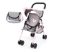 Bayer Design 21533AD Poussette Canne de poupée avec Toit, Panier intégré, Sac, Roues Doubles, Pliable