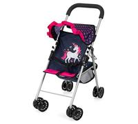 Bayer Design 21554AA Poussette Canne pour poupée, Roues Doubles, Ceinture de sécurité, Pliable, Panier intégré