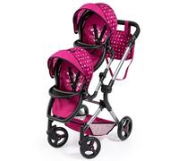 Bayer Design 26267AA Landau Jumeaux pour poupée, Poussette, réglable, Pliable, Panier intégré, Sac, Compatible avec siège Auto EasyGo