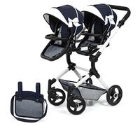 Bayer Design 26281AA Landau Jumeaux pour poupée, Poussette, réglable, Pliable, Panier intégré, Sac, Compatible avec siège Auto EasyGo