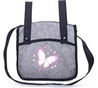 Bayer Design 26733AA Twin Xeo Butterfly Stroller for dolls, twin stroller, sibling stroller, adjustable height, bag, denim grey, pink