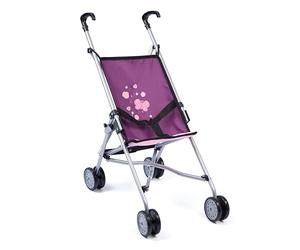 Bayer Design 30157AA Poussette Canne pour poupée, roues doubles, ceinture de sécurité, pliable, prune