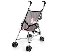 Bayer Design 30533AF Poussette Canne pour poupée avec Sac, Roues Doubles, Ceinture de sécurité, Pliable, en métal