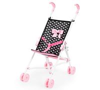 Bayer Design 30560AA Poussette Canne Poupon Pliable, Ceinture de sécurité intégrée, Roues Doubles, M, Noir, Blanc, Rose