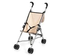 Bayer Design 30575AB Poussette Canne pour poupée avec Sac, Roues Doubles, Ceinture de sécurité, Pliable, en métal