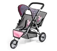 Bayer Design 39166AA Landau Jumeaux pour poupée, Poussette Tandem Double Jouet, Bleu, Rose, Licorne