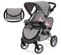 Bayer Design 39433AA Landau Jumeaux pour poupée, Poussette Double, réglable, Panier intégré, Sac à bandoulière