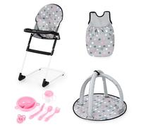 Bayer Design 63207AC Chaise Haute pour poupée, Arche d'éveil, Sac de Couchage pour Poupon et Accessoires, Set de Jeu à partir de 3 Ans