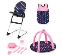 Bayer Design 63216AC Chaise Haute pour poupée, Arche d'éveil, Sac de Couchage pour Poupon et Accessoires, Set de Jeu à partir de 3 Ans