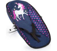 Bayer Design 63654AB Vario Set 9 en 1 avec chaise haute, sac, porte-bébé, assiette, fourchette, cuillère, accessoires pour poupées, licorne bleue et rose