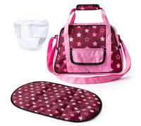 Bayer Design 69023AA Sac à Langer pour poupée, Matelas à Langer, Couche en Tissu, Jean-Gris, Rosa