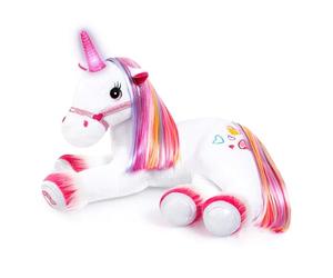 Bayer Design 69536AA Peluche Licorne Interactive, Douce, Lumineuse, Qui Fait du Bruit, Blanc