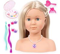 Bayer Design 90005AL Tête à coiffer et à maquiller avec mèches de Cheveux, Maquillage, Collier, Accessoires pour Cheveux, 27 cm