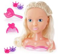 Bayer Design - 9001900 - Tête à coiffer - My lovely Princess - 19 cm | avec de longs cheveux blonds, une brosse, un peigne et des barrettes, pour des jeux créatifs